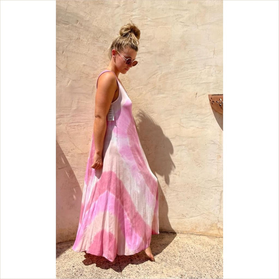 Maxi Träger Kleid Pink - Bekleidung & Accessoires